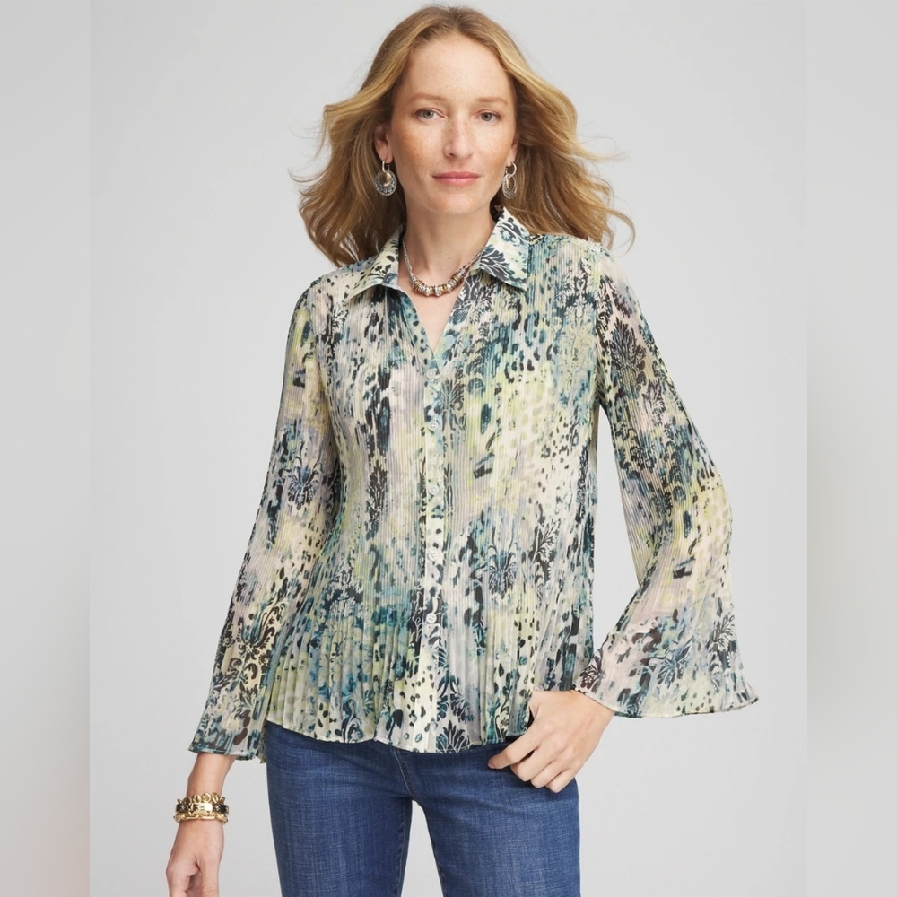 Chico's NWT Pleat Animal Damask Enchanted Forest 4/20